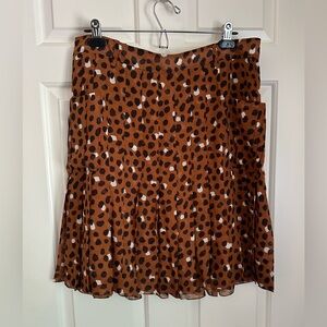 Yves Saint Laurent Pleated Animal Print Silk Skirt